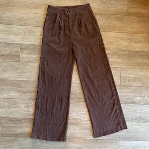 SHEIN Size M Brown Corduroy High-Waist Trousers – Loose Straight/Wide Fit